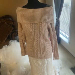 White house black market off shoulder sweater